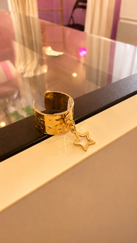Bague Pampille Large Dorée Réglable – Acier Inoxydable Plaqué Or 18K