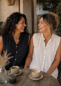 Blouse Coton Bohème Sans Manches – Taille Unique | Blanc, Crème & Noir