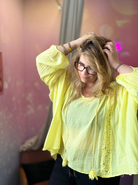 💛 Blouse - Ibiza - Coton - Jaune