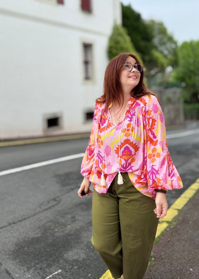 blouse rose détails colorés 2026 
