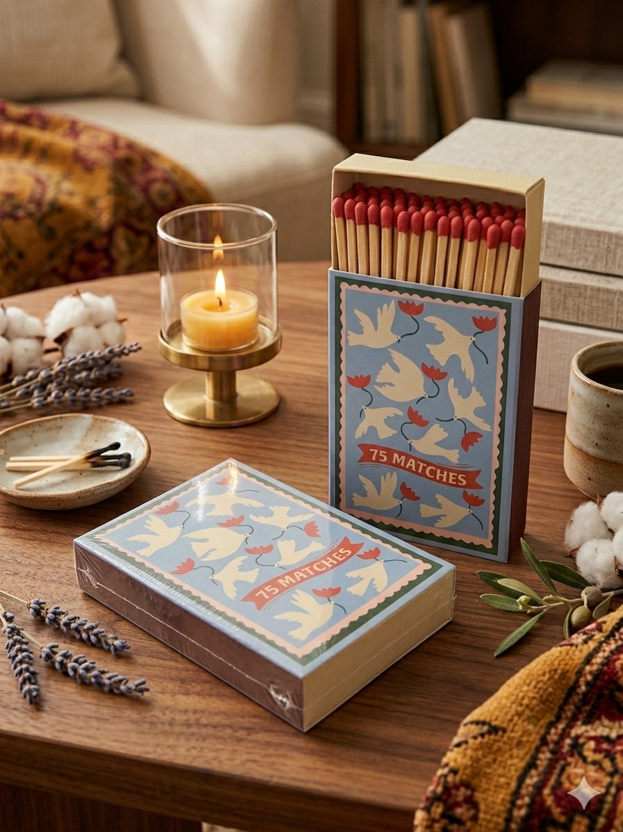 Boîte d'Allumettes de Sûreté Paddywax – 75 Allumettes Édition Colombe
