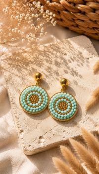 Boucles d'oreille | Acier inoxydable | Perles de rocailles - plusieurs couleurs