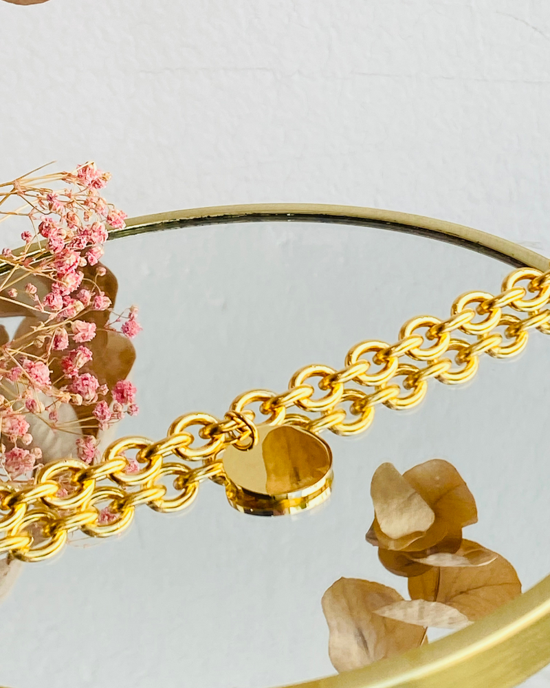 Bracelet - grosse maille - pampille - acier inoxydable - personnalisable