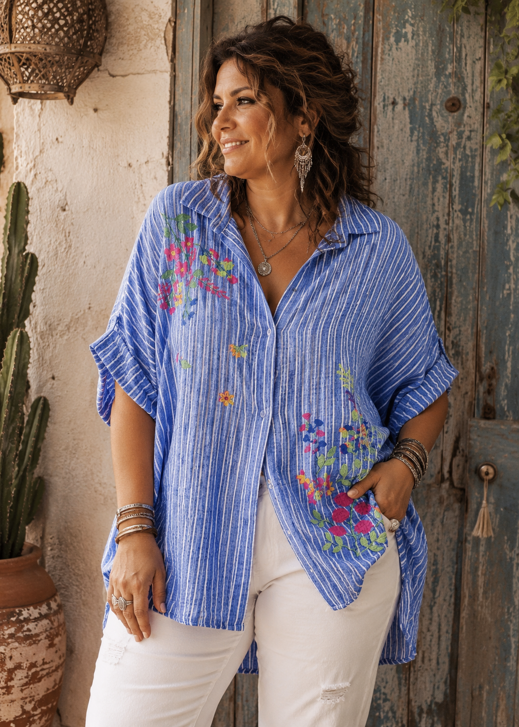 Chemise Brodée Fleurie Bohème – Taille Unique | 3 Coloris