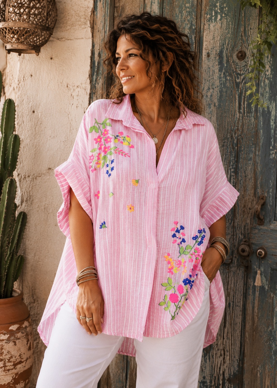 Chemise Brodée Fleurie Bohème – Taille Unique | 3 Coloris