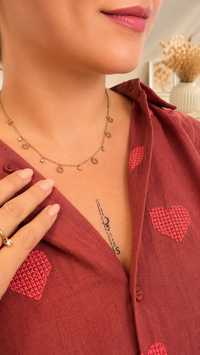 Collier Pampilles Doré Zircon & Motifs – Acier Inoxydable Plaqué Or 18K