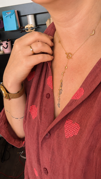 Collier Y Doré Zircon & Pendentif Céleste – Acier Inoxydable Plaqué Or 18K