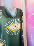 robe fluide graphique chic col V