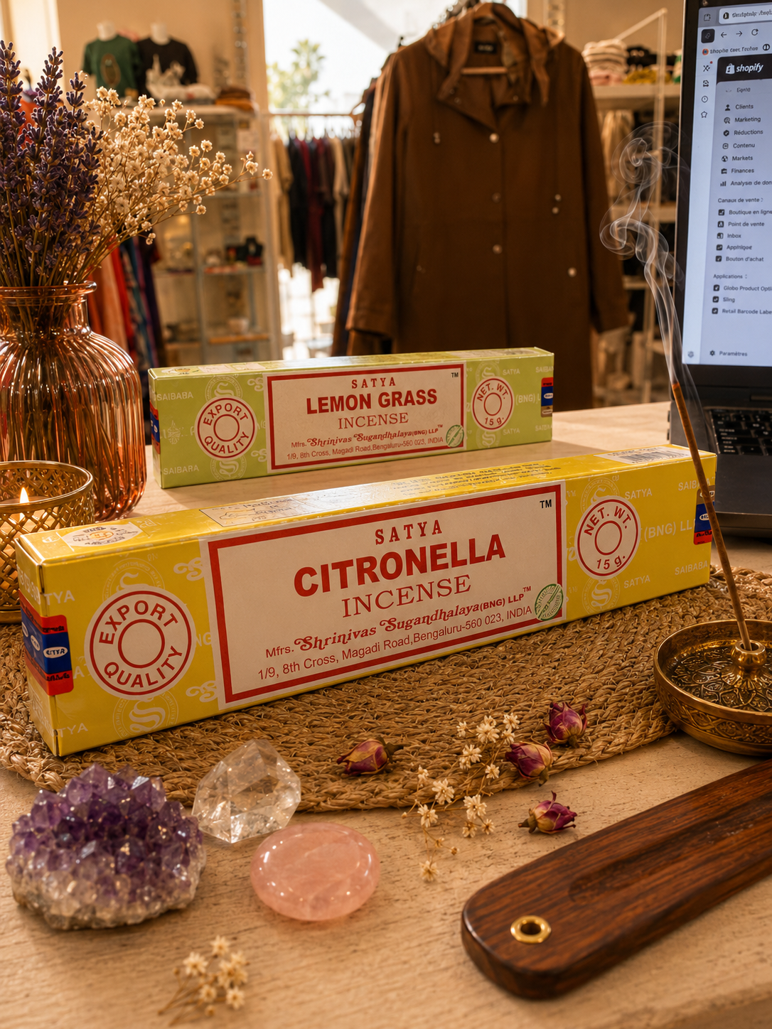 Encens Satya Naturel 15g – Lemon Grass & Citronella | Fraîcheur & Purification