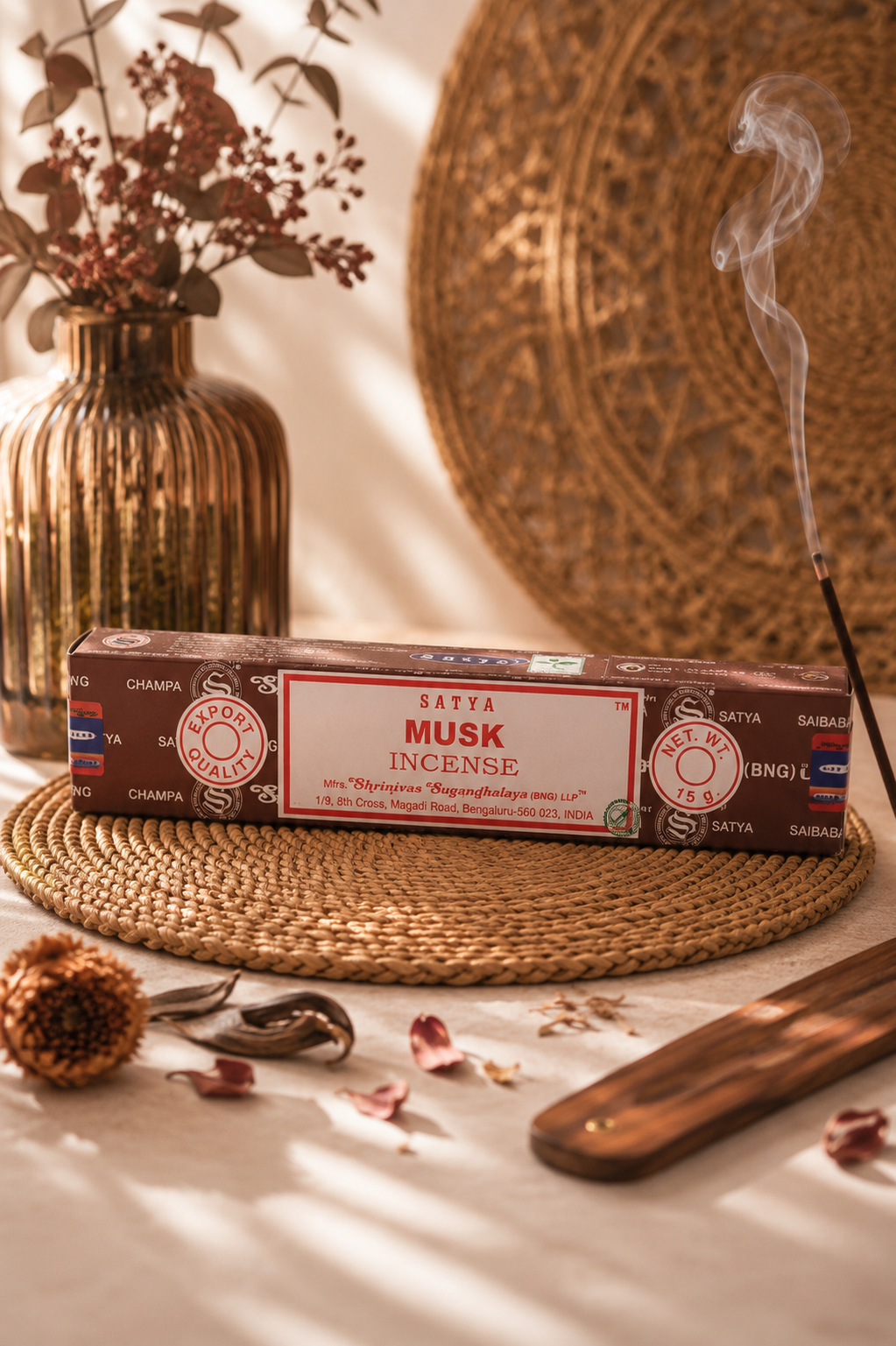 Encens Satya Naturel 15g – Bâtonnets d'Encens Artisanaux