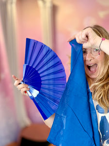 💙 Kit Fête Basque "Tout Bleu" – Foulard + Éventail assorti