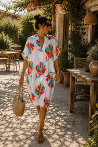 Robe Kaftan Fleurie Viscose – Taille Unique 36-46