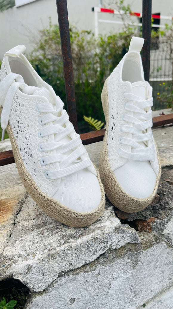 Basket espadrille Dentelle. Blanche