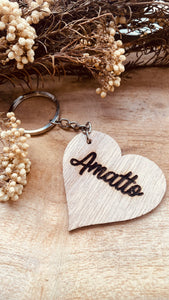 Porte clé Coeur en bois « Amatto »