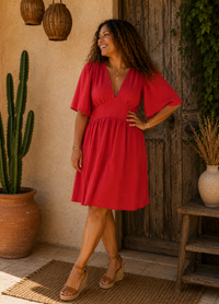 Robe Bohème Chic Col V Manches Papillon – Taille Unique | 4 Coloris