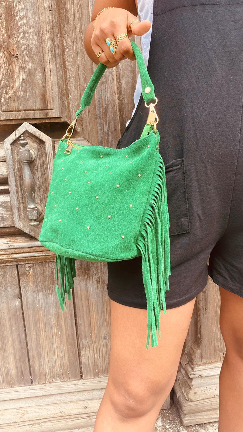 Sac sceau en peau et frange