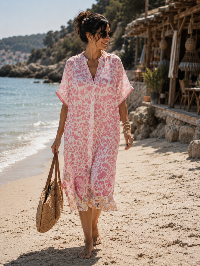 Robe Kaftan Imprimée Viscose – Taille Unique 36-46