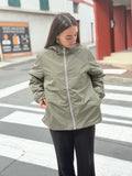 🌦 Imperméable Réversible Kaki / Argenté – Mi-long Ultra Stylé