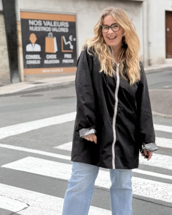 🖤 PARKA IMPERMÉABLE RÉVERSIBLE NOIRE & ARGENT