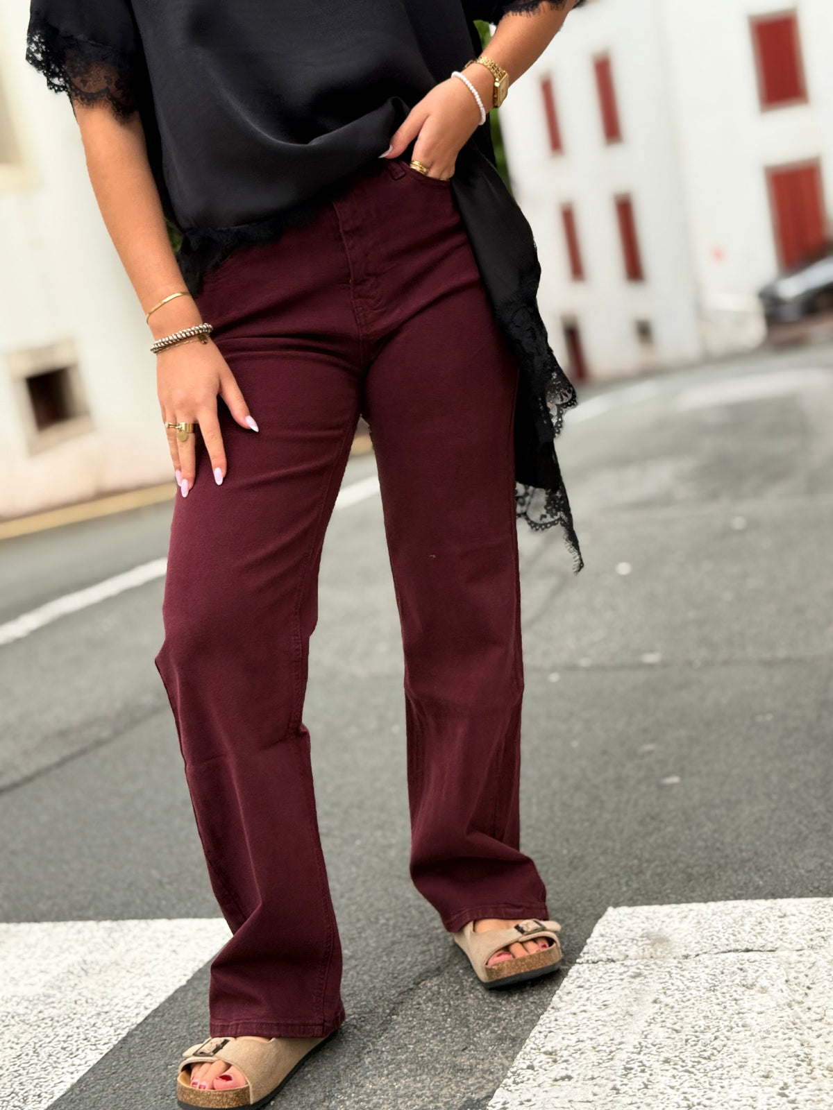 Jean bordeaux femme | XS au XL – Modadom