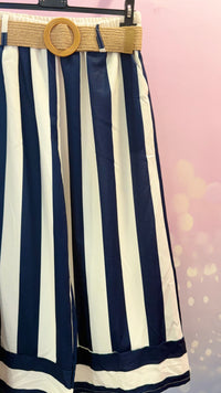 Jupe Culotte Rayée + Ceinture Raffia Offerte – Taille Unique