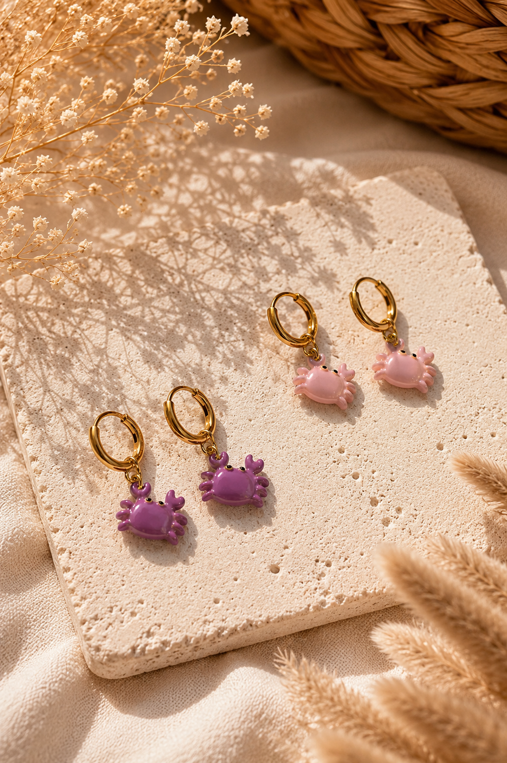 Boucles d'oreille | Acier inoxydable | Mini créoles | Crabes - plusieurs couleurs