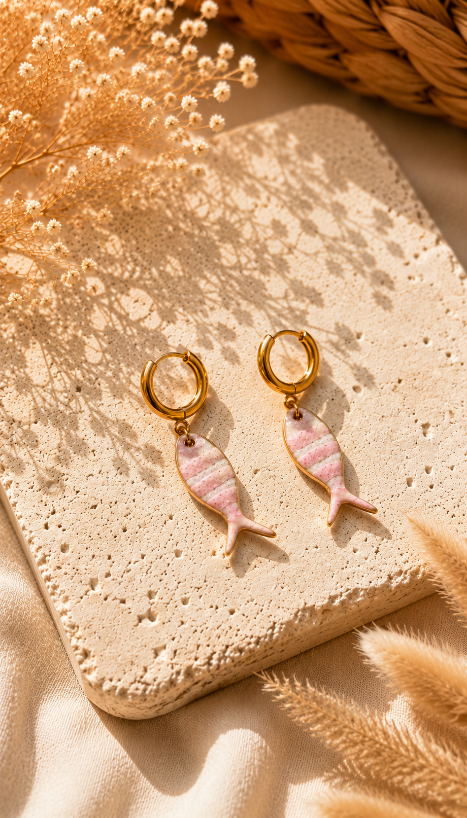 Boucles d'oreille | Acier inoxydable | Mini créoles | Sardines - plusieurs couleurs