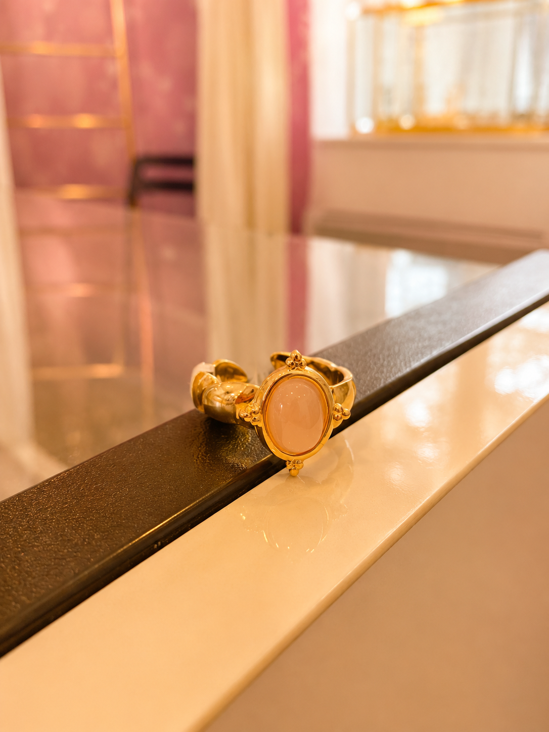 Bague Dorée Réglable – Acier Inoxydable Plaqué Or 18K