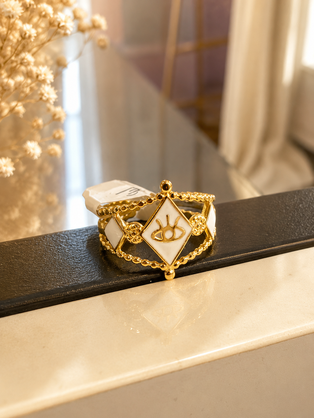 Bague Dorée Réglable – Acier Inoxydable Plaqué Or 18K