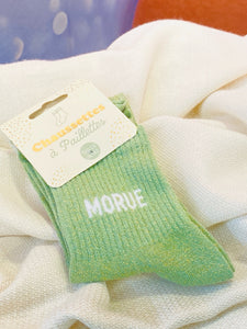 🧦 Chaussettes à paillettes – "MORUE" (Vert menthe)