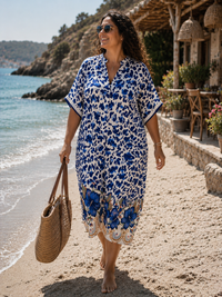 Robe Kaftan Imprimée Viscose – Taille Unique 36-46