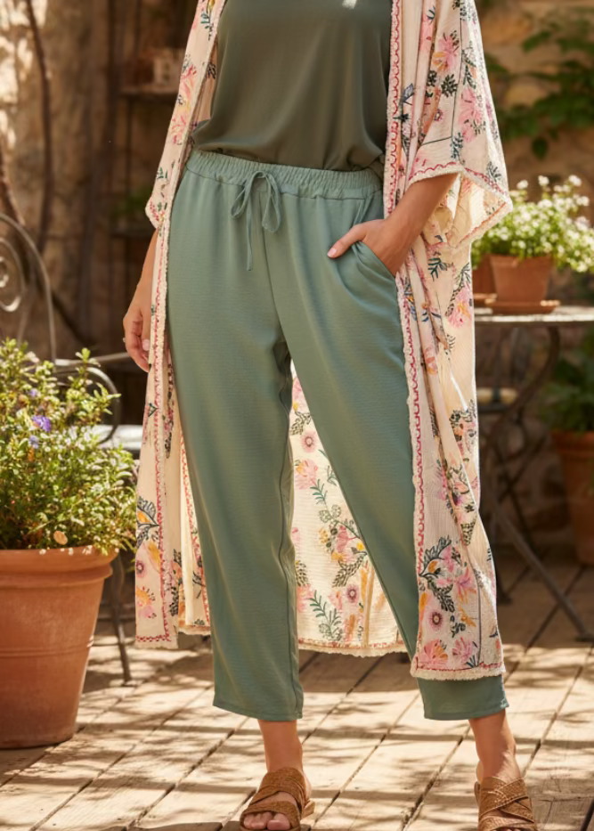 Pantalon Fluide Vert d'Eau