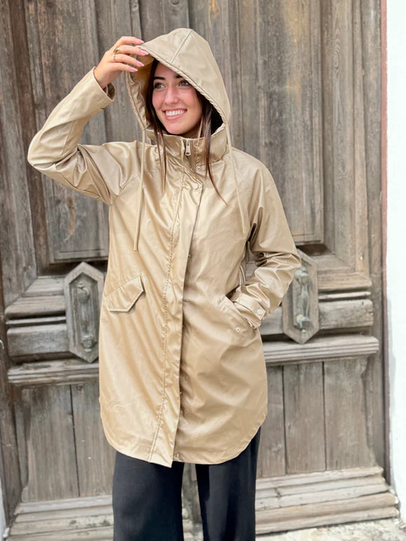 🌿 PARKA IMPERMÉABLE EFFET GOMME DOREE