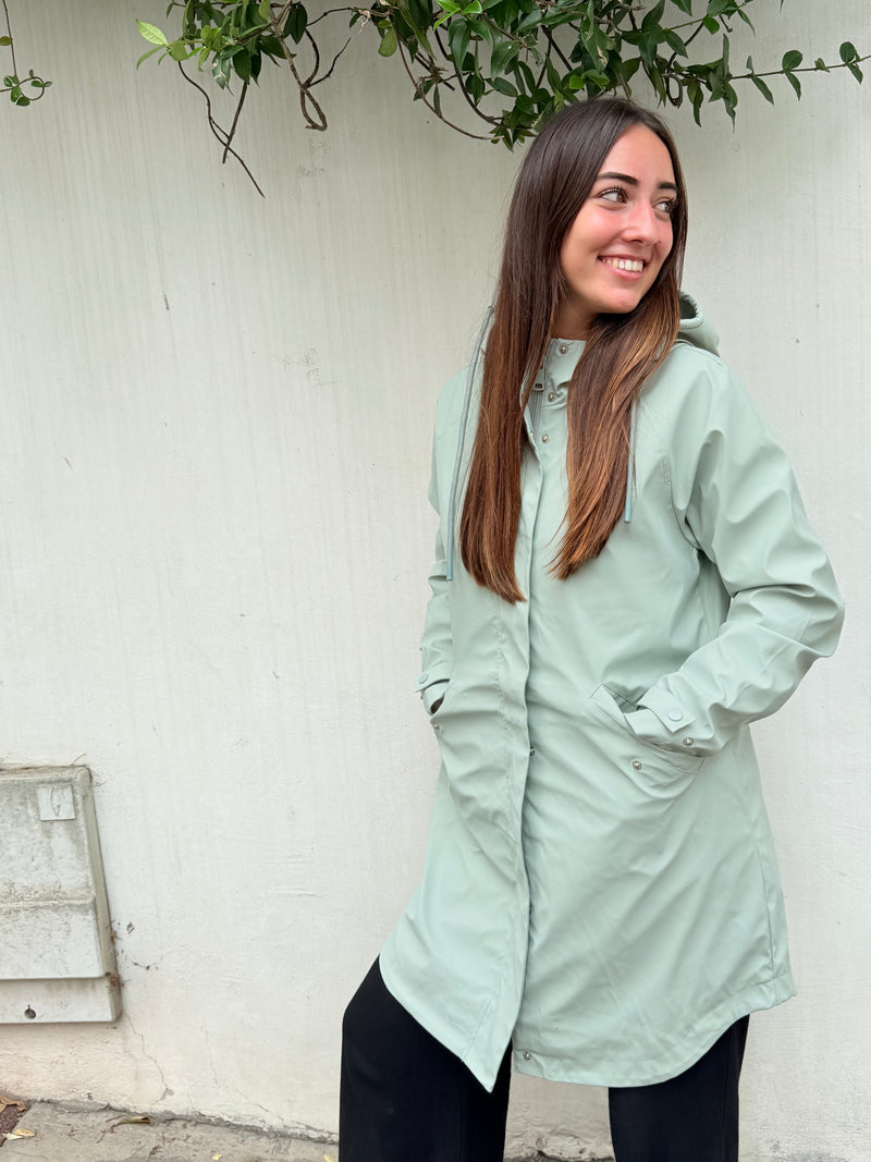 🌿 Parka imperméable - vert sauge