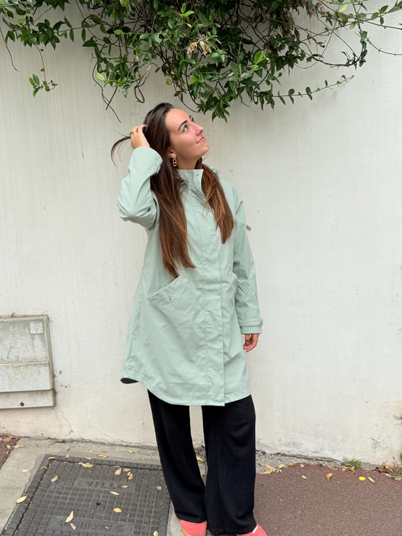 🌿 Parka imperméable - vert sauge