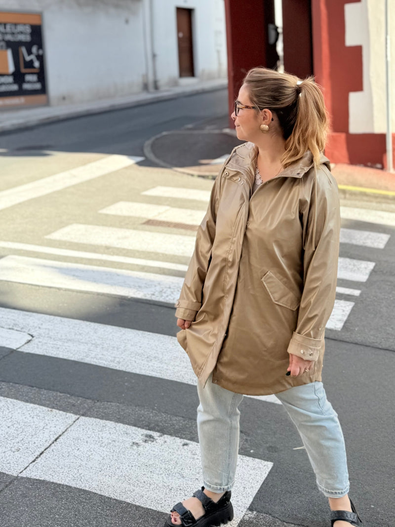 🌿 PARKA IMPERMÉABLE EFFET GOMME DOREE