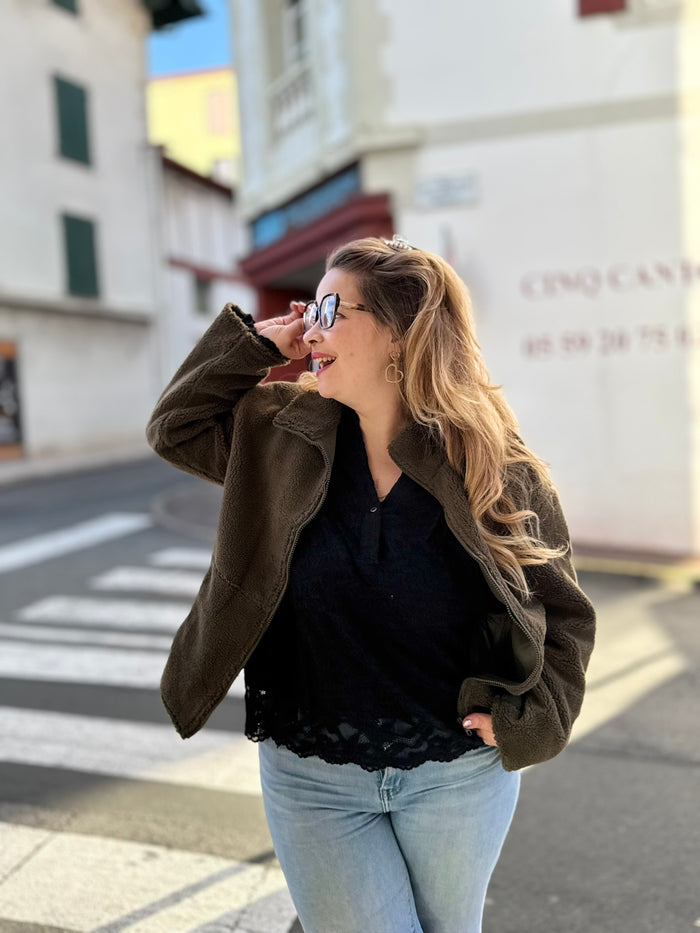🧡🧸 Polaire Erica – Douceur & Style en Kaki