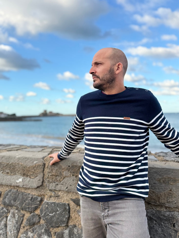 Pull marinière homme Ez Kexa MARINERA – Boutons à l’épaule