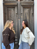 🐆 Pull chocolat – Détails léopard wild & chic