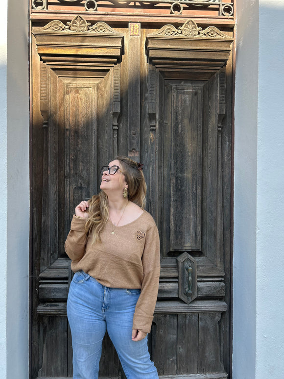 ✨ Pull cœur léo - Coloris Caramel