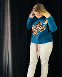 Pull - velour - coeur leopard - 2 coloris