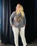 Pull - velour - coeur leopard - 2 coloris