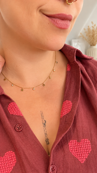 Collier Pampilles Doré Zircon & Motifs – Acier Inoxydable Plaqué Or 18K