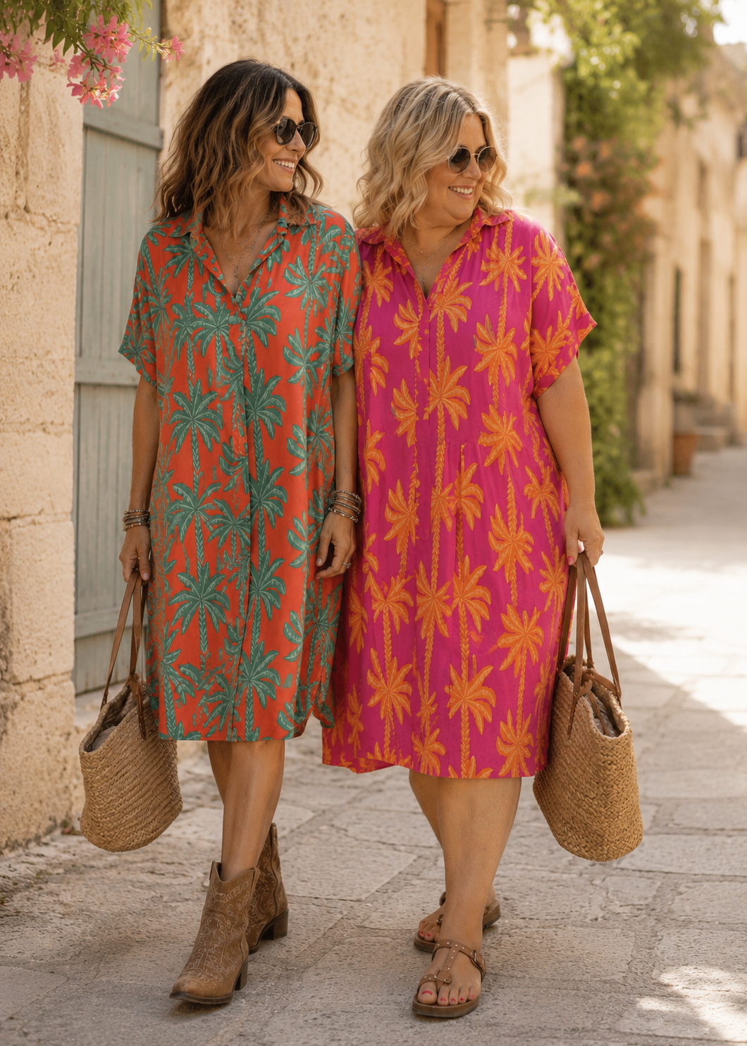 Robe Chemise Palmier Viscose – Taille Unique | 4 Coloris