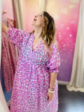 💖 Robe longue imprimé léopard rose – fun & féminine