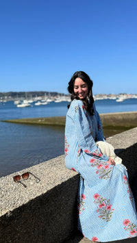 Robe Indienne à Rayures Bleue
