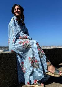 Robe Indienne à Rayures Bleue
