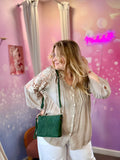 👜 Pochette en peau – Vert forêt