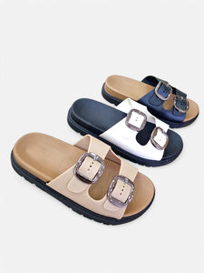 Sandales Été Ultra Confort Femme - Petit Prix 15€ - Blanc Beige Noir