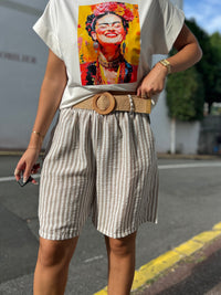 Short rayé - Ceinture - Plusieurs couleurs